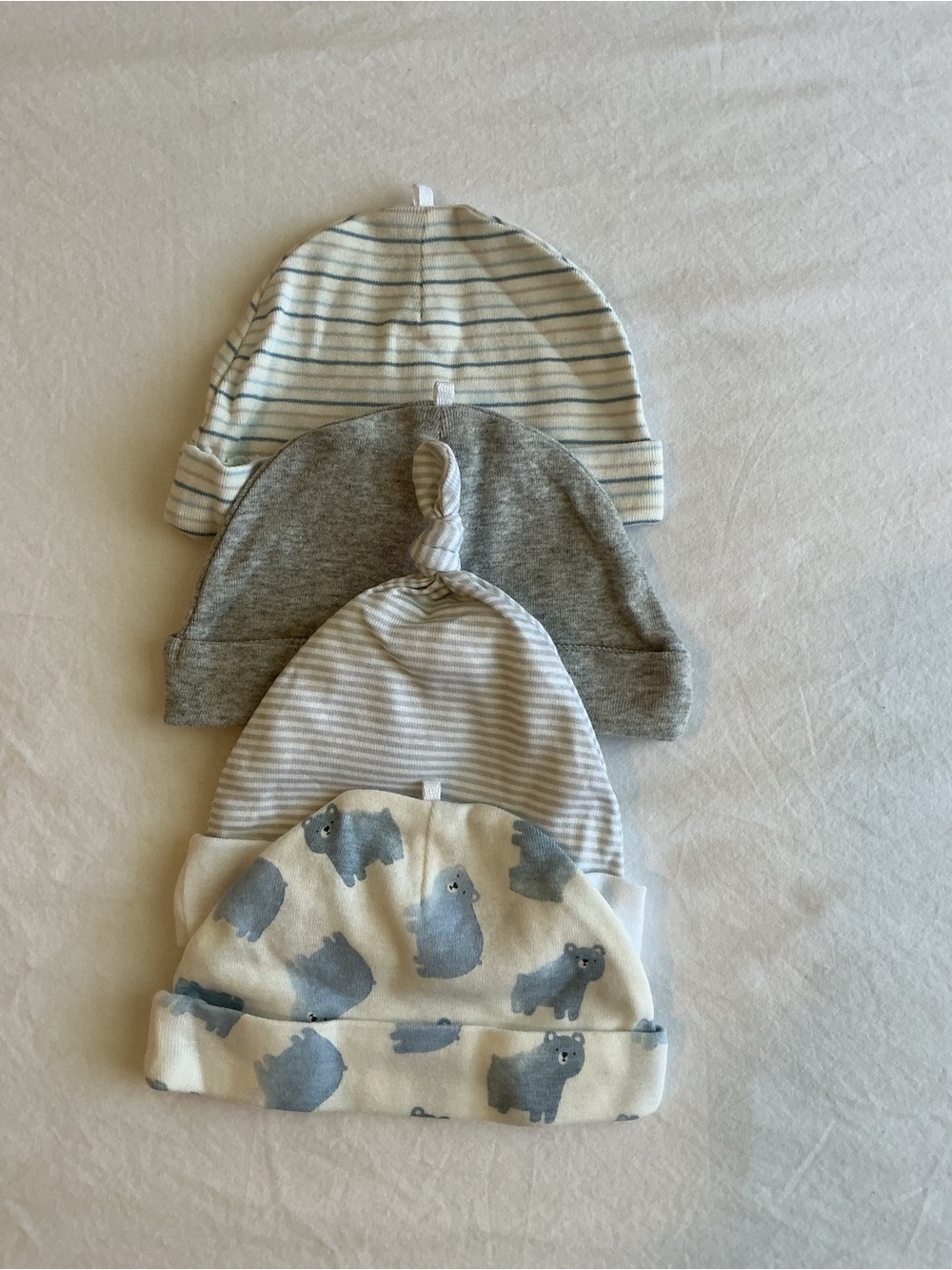 Gerber Baby Beanie Set - White, Gray, Light Blue